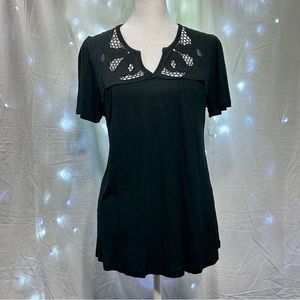K & C Black Short Sleeve Top